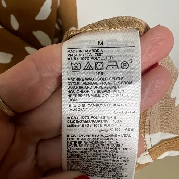 Old Navy Brown Cream Print Cowl Neck Satin Midi Slip Dress Size Medium - Picture 11 of 11